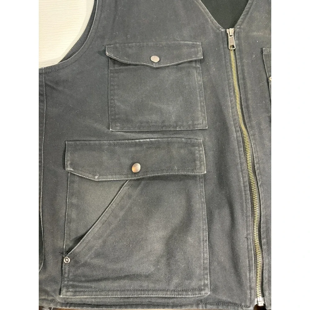 40 Grit Duluth Trading Co Mens Black Cotton Canvas Utility Workwear Vest 2XL